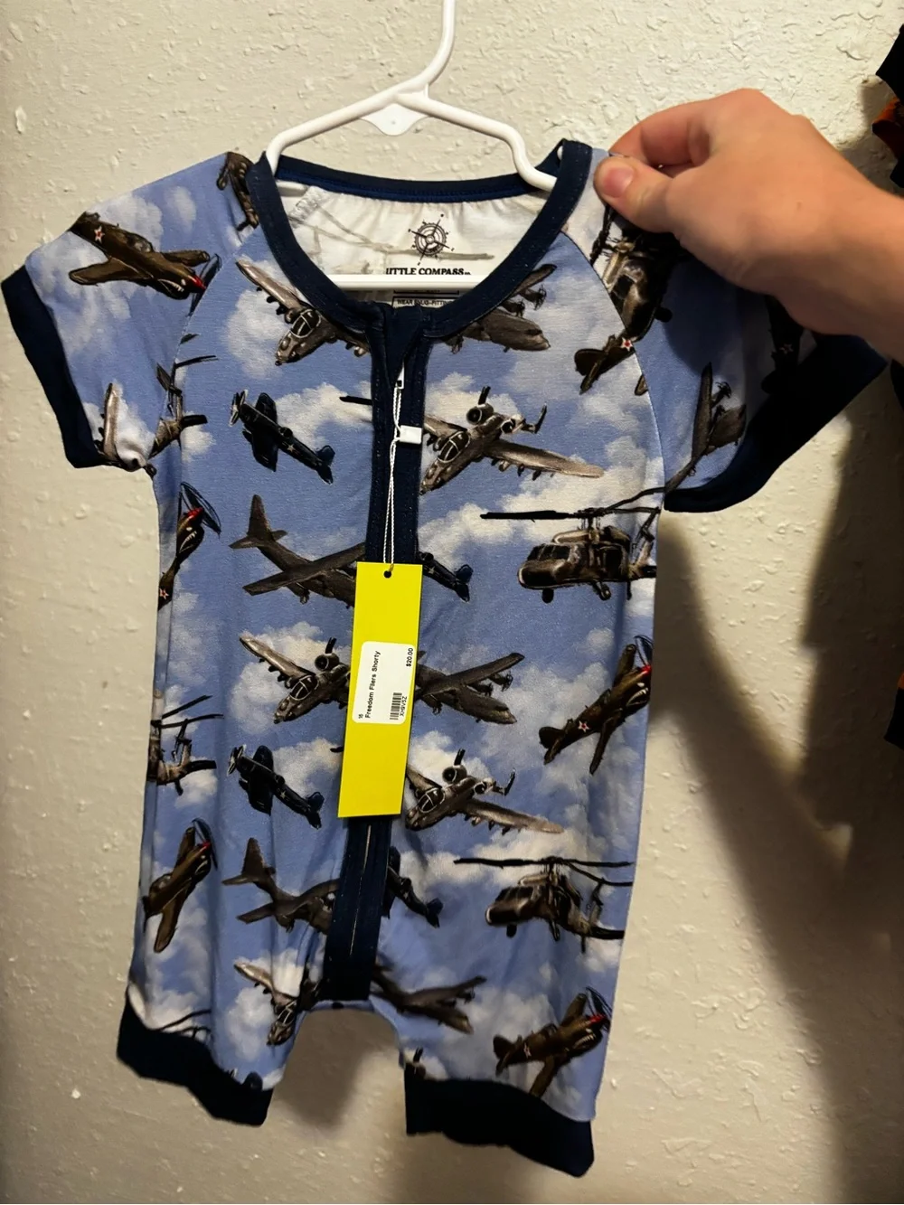 Blue Airplane bamboo Romper